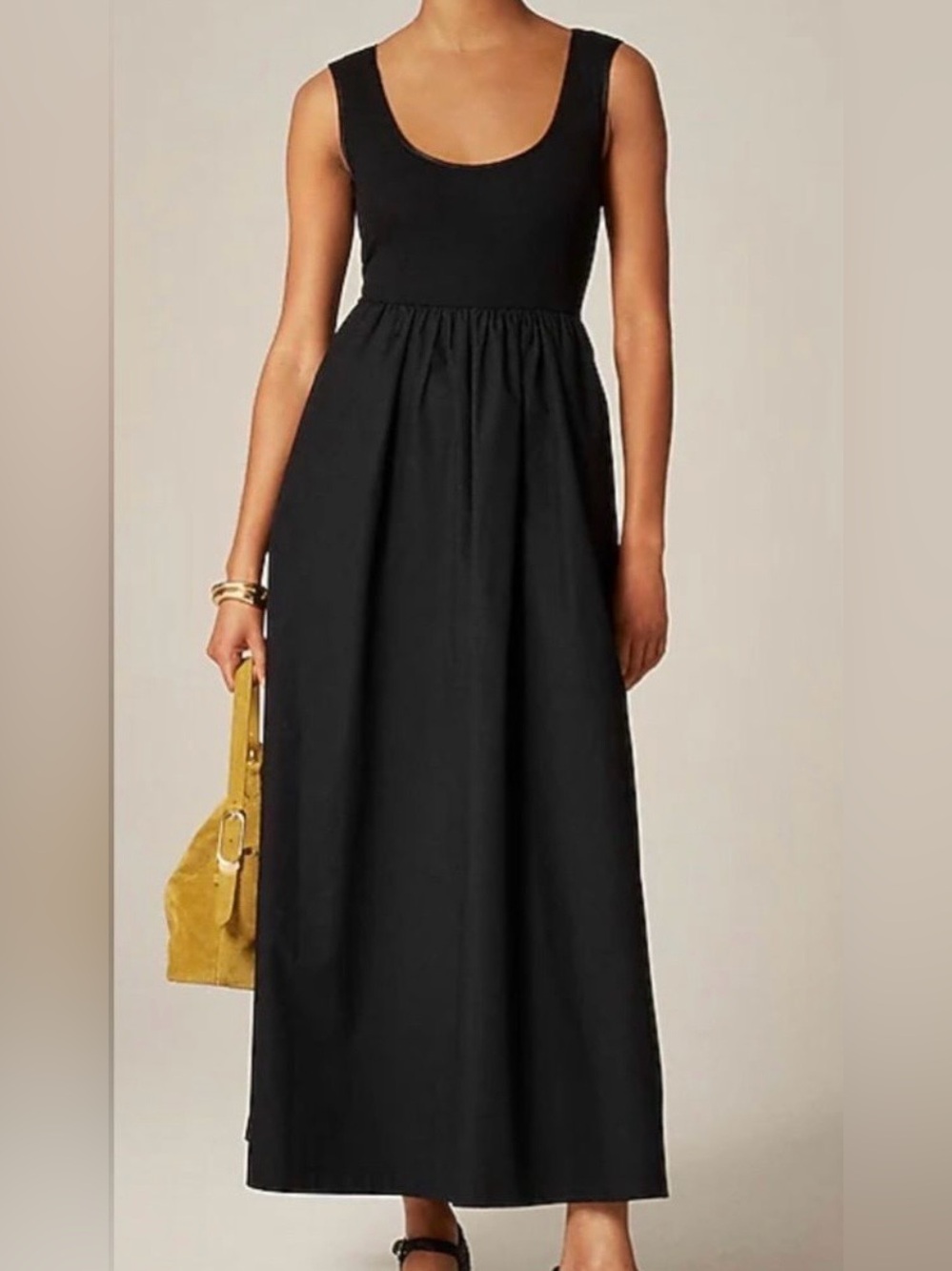 J.CREW Women's Scoopneck Mixy Black Maxi Dress Size Small NWT Chic Minimalist